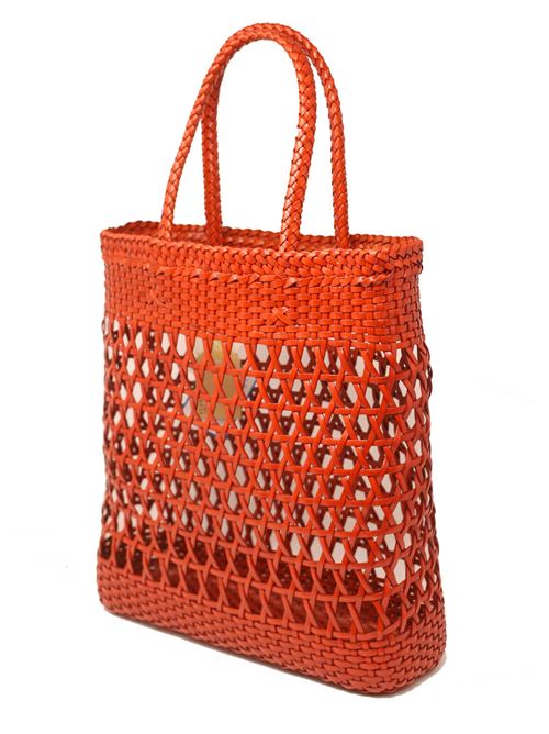Borsa da mare in pelle arancione Laboratorio Capri | 082ORANGE